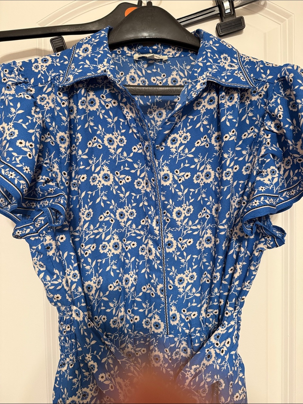 Max Studio Blue Floral Maxi Shirt Dress - Picture 3 of 6